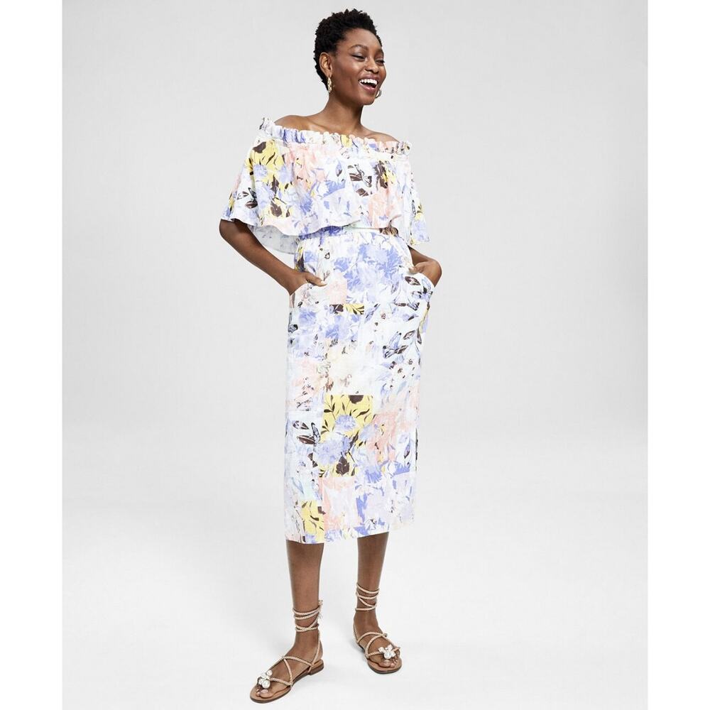 Inc International Concepts Women's Printed Off-the-Shoulder Dress Ara Patch XS